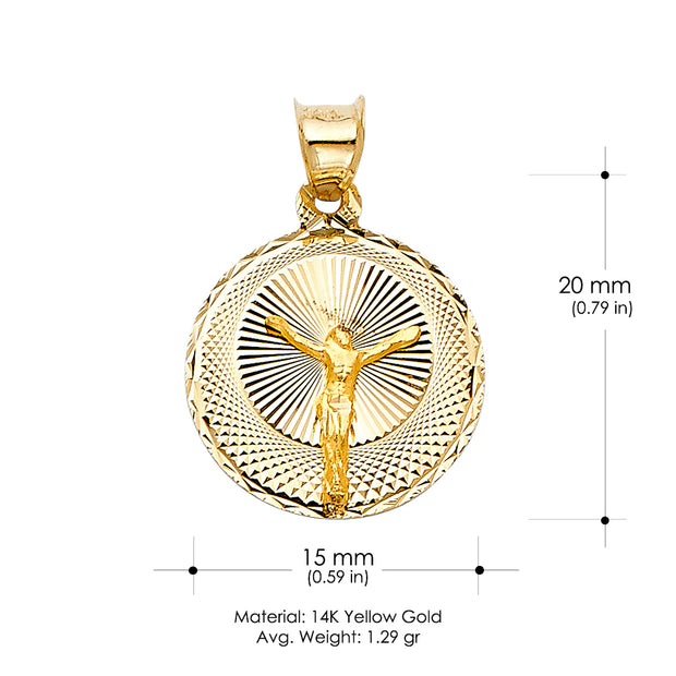 14K Gold Jesus Stamp Pendant with 2.3mm Hollow Cuban Chain