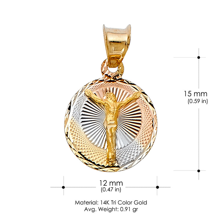 14K Gold Diamond Cut Jesus Stamp Religious Pendant