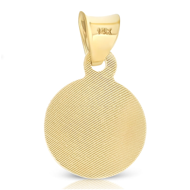 14K Gold Guadalupe Stamp Pendant with 2mm Hollow Cuban Bevel Chain