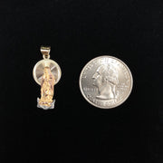 14K Gold Diamond Cut Guadalupe Stamp Religious Pendant