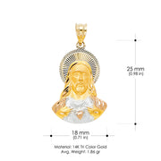 14K Gold Jesus Stamp Pendant with 2.3mm Figaro 3+1 Chain