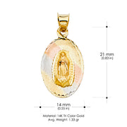 14K Gold Guadalupe Stamp Pendant with 2.1mm Valentino Chain