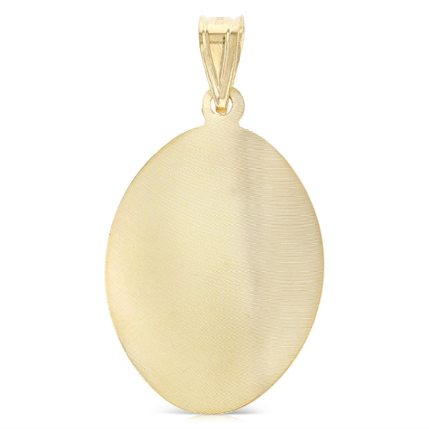 14K Gold Guadalupe Stamp Pendant with 3.4mm Hollow Cuban Chain