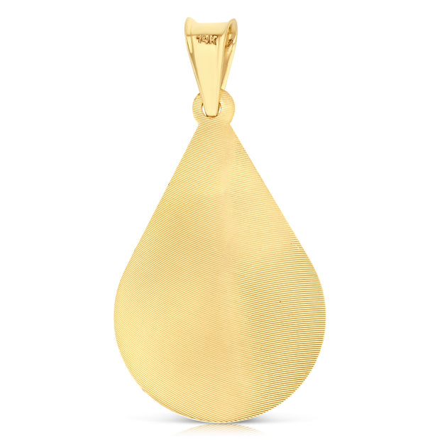 14K Gold Guadalupe Stamp Pendant with 3.4mm Hollow Cuban Chain