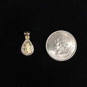 14K Gold Guadalupe Stamp Pendant with 1.5mm Valentino Chain