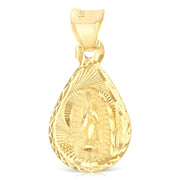 14K Gold Guadalupe Stamp Pendant with 1.5mm Valentino Chain