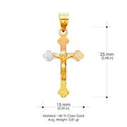 14K Gold Crucifix Jesus Cross Stamp Pendant with 2.1mm Valentino Chain