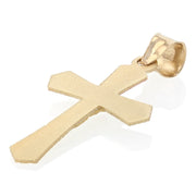 14K Gold Crucifix Jesus Cross Stamp Pendant with 2mm Figaro 3+1 Chain