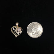 14K Gold Quinceanera Heart Pendant with 2.3mm Figaro 3+1 Chain