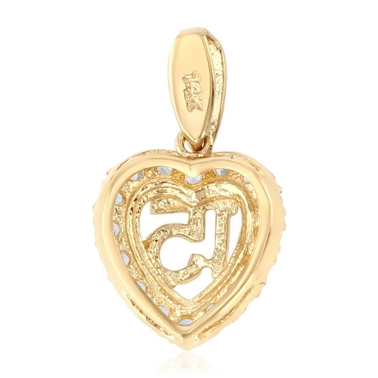 14K Gold Quinceanera Heart CZ Pendant with 1.5mm Valentino Chain