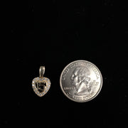 14K Gold Quinceanera Heart CZ Pendant with 2mm Hollow Cuban Bevel Chain