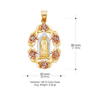 14K Gold Religious Guadalupe Charm Pendant