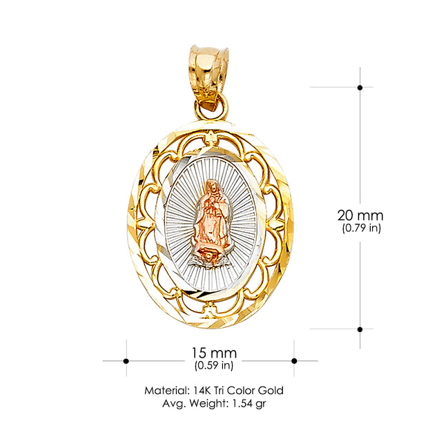 14K Gold Guadalupe Pendant with 2.1mm Valentino Chain