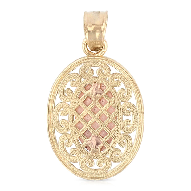 14K Gold Guadalupe Pendant with 2.3mm Hollow Cuban Chain