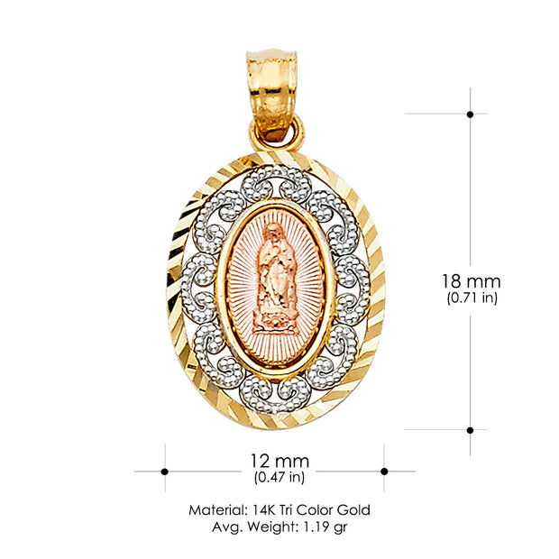 14K Gold Guadalupe Pendant with 2.1mm Valentino Chain