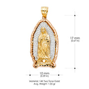 14K Gold Religious Guadalupe Charm Pendant