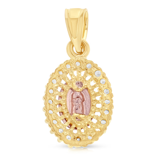 14K Gold Guadalupe CZ Pendant with 1.5mm Valentino Chain