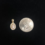14K Gold Guadalupe CZ Pendant with 1.6mm Figaro 3+1 Chain