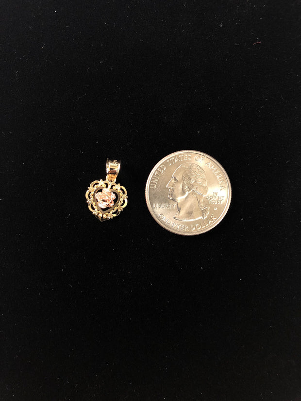 14K Gold Rose Flower Charm Pendant