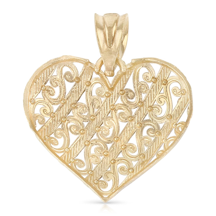 14K Gold Heart Pendant with 1.2mm Singapore Chain