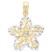 14K Gold Star Flower Pendant with 2mm Figaro 3+1 Chain