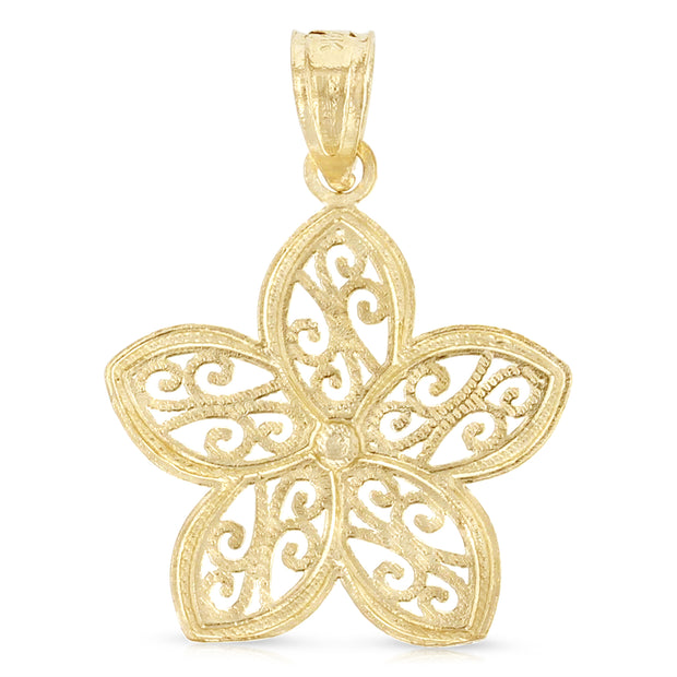 14K Gold Star Flower Pendant with 1.2mm Singapore Chain