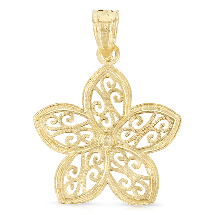 14K Gold Star Flower Pendant with 2mm Figaro 3+1 Chain