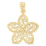 14K Gold Fancy Star Flower Charm Pendant