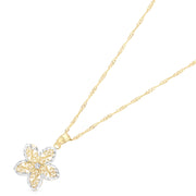 14K Gold Star Flower Pendant with 1.2mm Singapore Chain