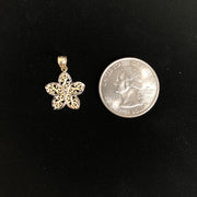 14K Gold Fancy Star Flower Charm Pendant