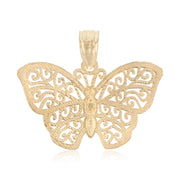 14K Gold Fancy Monarch Butterfly Charm Pendant