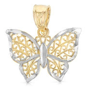 14K Gold Butterfly Pendant with 0.9mm Singapore Chain