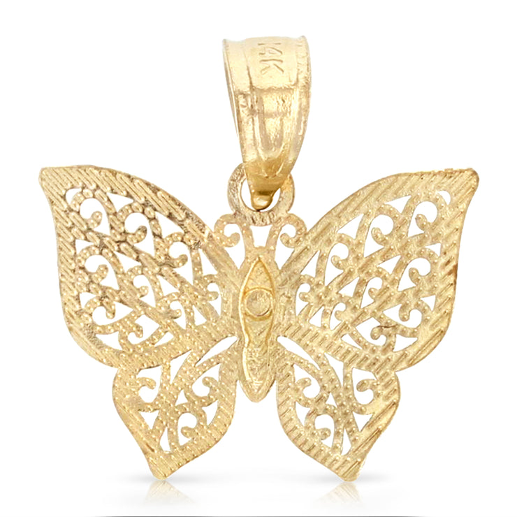 14K Gold Butterfly Pendant with 0.9mm Singapore Chain