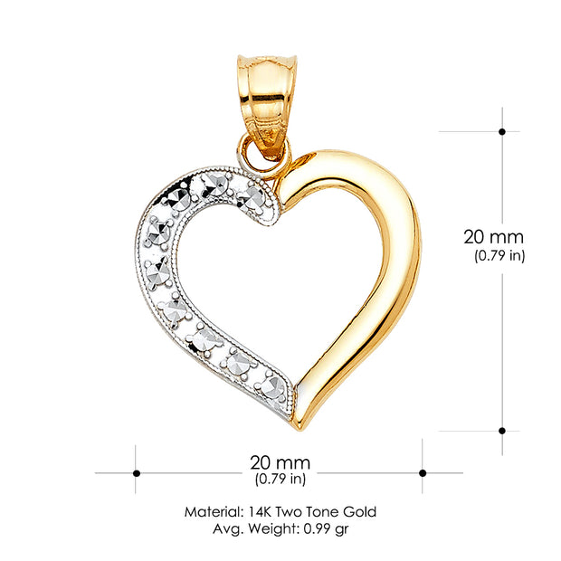 14K Gold Heart Pendant with 1.2mm Singapore Chain