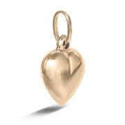14K Gold Plain Heart Charm Pendant with 1.2mm Singapore Chain Necklace