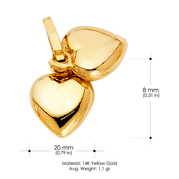 14K Gold Heart Charm Pendant with 0.9mm Singapore Chain Necklace