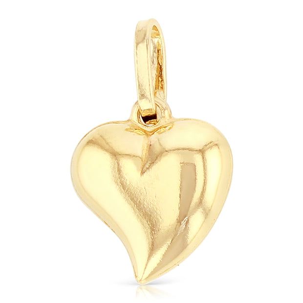 14K Gold Plain Heart Charm Pendant with 2mm Figaro 3+1 Chain Necklace