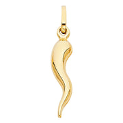 14k Gold Cornicello Italian Horn Charm Pendant For Necklace or Chain for men/women/child