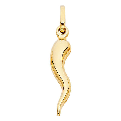 14k Gold Cornicello Italian Horn Charm Pendant For Necklace or Chain for men/women/child