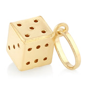 14K Gold Dice Charm Pendant with 1.6mm Figaro 3+1 Chain Necklace