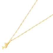 14K Gold Egyptian Queen Pharoah Nefertiti Charm Pendant with 0.9mm Singapore Chain Necklace
