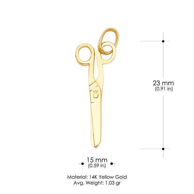 14K Gold Fashion Scissors Charm Pendant with 2mm Figaro 3+1 Chain Necklace