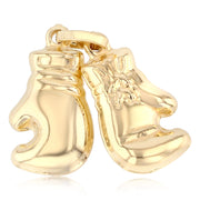 14K Gold Dual Boxing Glove Charm Pendant with 2mm Figaro 3+1 Chain Necklace