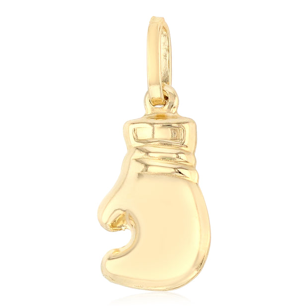 14K Gold Single Boxing Glove Charm Pendant with 0.9mm Singapore Chain Necklace