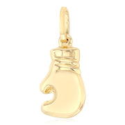 14K Gold Single Boxing Glove Charm Pendant with 0.8mm Box Chain Necklace