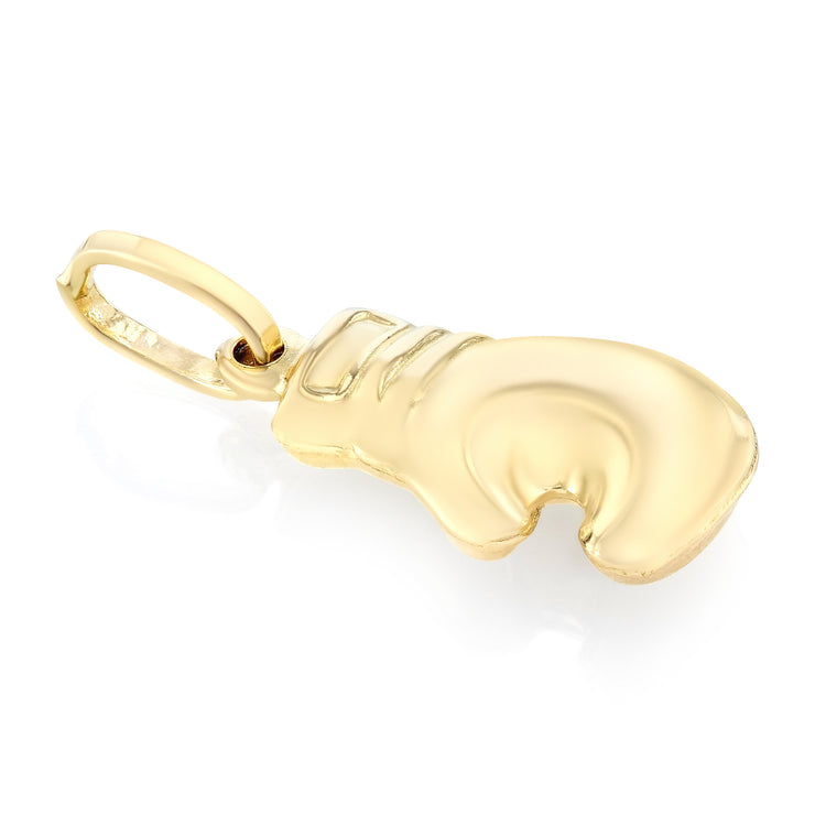 14K Gold Single Boxing Glove Charm Pendant with 0.8mm Box Chain Necklace