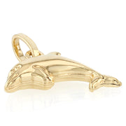 14K Gold Dolphin Charm Pendant with 1.6mm Figaro 3+1 Chain Necklace
