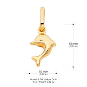 14K Gold Dolphin Charm Pendant with 1.6mm Figaro 3+1 Chain Necklace