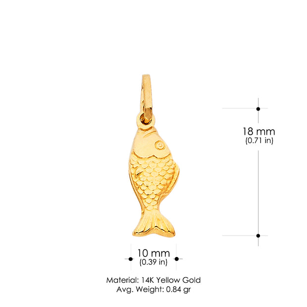 14K Gold Fish Charm Pendant