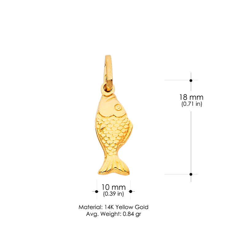 14K Gold Fish Charm Pendant with 0.9mm Singapore Chain Necklace